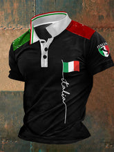 Polos à imprimé drapeau Italie pour hommes